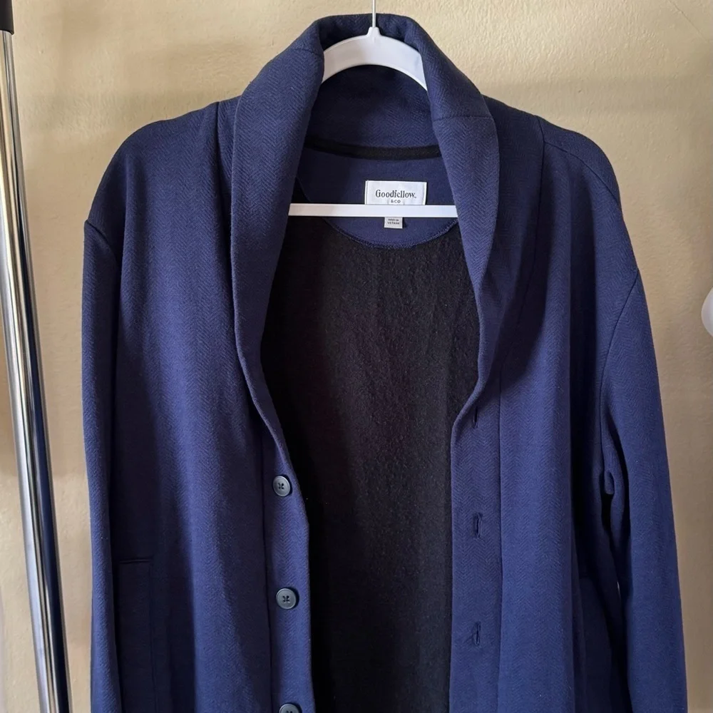Goodfellow & Co Navy Shawl Collar Cardigan Size M 60% Cotton 40% Polyester